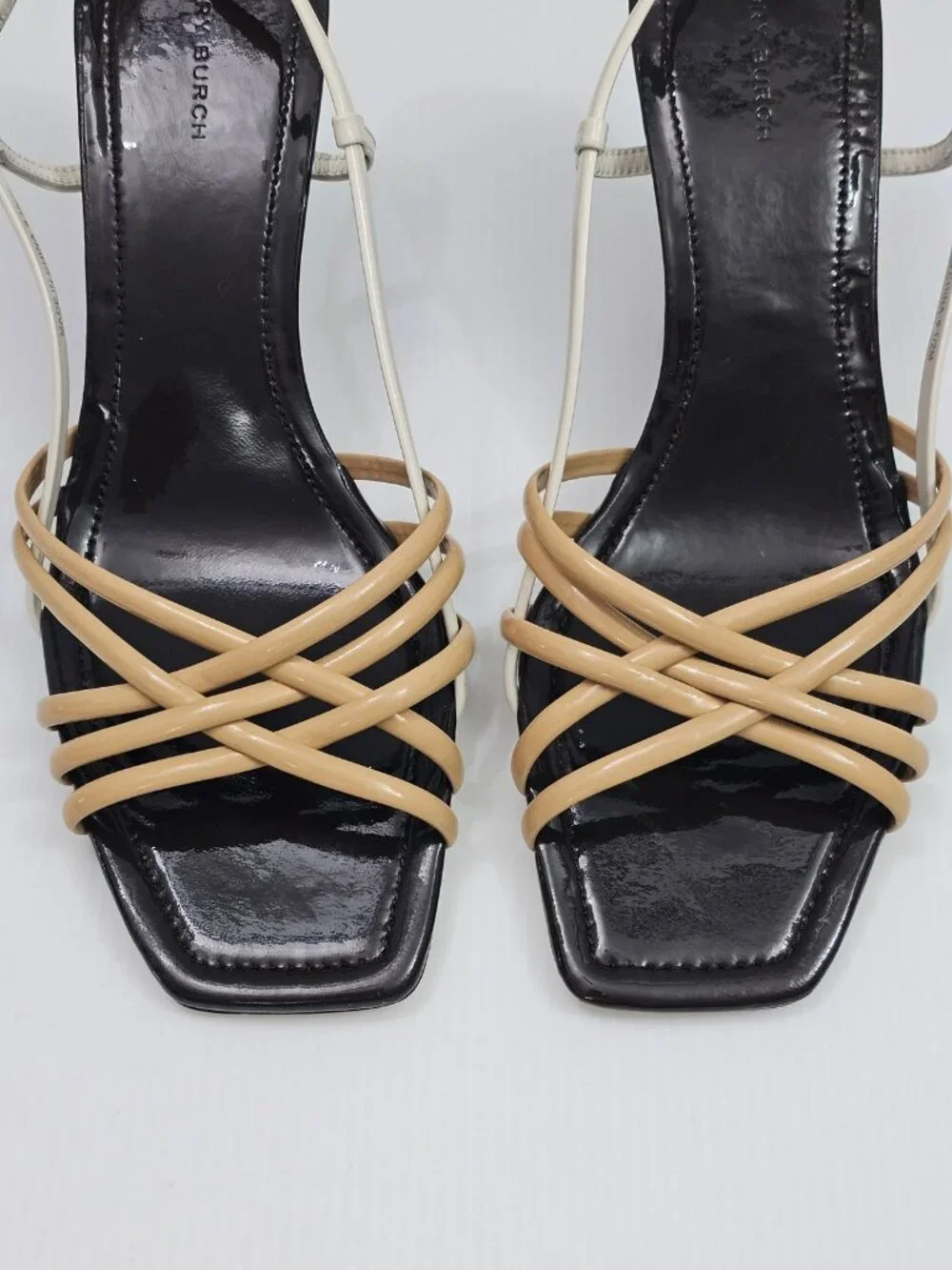 Tory Burch Multi Strap 75mm Espadrille Wedge Womens 9.5 Tan Cream Leather Sandal